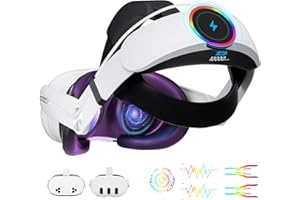 GEEKERA Headstrap for Meta Quest 3/Quest 3S, Head Strap with 10000mAh Battery VR Headset for Oculus-Quest 3/3S with RGB Light, Adjustable Fast Chargeable Headband VR Accessories, Extended 4H Playtime