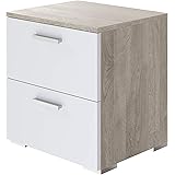 Marque Amazon - Movian - Table de chevet 2 tiroirs Kolva Modern, Effet Chêne, 47 x 45 x 38 cm