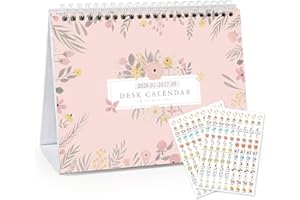 MOKANI Desk Calendar 2026-2027, Small Standing Desktop Calendar (Jan.2026-Jun.2027), Academic Monthly Planner with 234 Stickers and Multi-country Holidays Marked- 20.5 X15cm