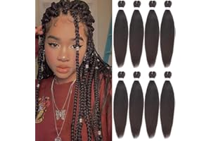 Leeven 8 Packs Pre Stretched Braiding Hair Extension 26 Pouces Yaki Straight Texture Easy Braid Profession Braids for Making Jumbo Braid Hair Pre-stretched Synthetic Hair Extension / 4#
