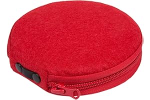 Elezay Small CD Case Round Felt 20 Capacity CD Storage Wallet DVD Disc Holder Red