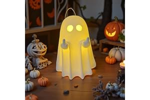 DORIMI Halloween Ghost Figurine - Resin Ghost Statue, Cute Halloween Decor for Indoor Outdoor Halloween Decorations, Spooky Ghost Decor for Desk, Porch, Bathroom (Glowing Version)