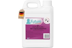 ‎FUTUM Futum Bettwanzen Abwehrspray Floh-Abwehr-Spray 2 Liter für Wanzen, Flöhe, Larven & Eier, Wasserbasis, Fleckenfrei, Schnell & Stopp Wirkung