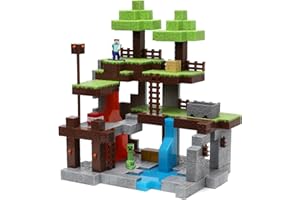 Jada Toys 253265006 Minecraft Nano Scene Overworld, Zestaw do zabawy z figurkami wysokość 4 cm, akcesoria, prezent dla dzieci od 8 lat
