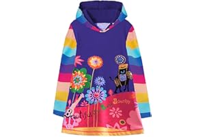 VIKITA Sudaderas para niños Sudaderas con Bordado de Flores Vestido a Rayas Algodón Niña 2-8 años