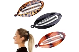 QEHYUELEFU 3 Pcs Banana Hair Clip Combs Double Banana Clips Long Hair Clips Ponytail, Fishtail Hair Combs Double Clips Set for Women Girls