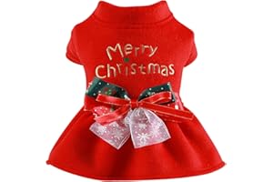 JAXICH Pet Christmas Dress Outfit Thermal Holiday Puppy Costume Dress Pet Clothes Xs Dog Jumper