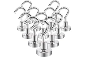 Aenienoe 12 Sztuk Haczyki magnetyczne 10 kg silne magnesy z haczykami magnetyczne haczyki neodymowe do zawieszenia akcesoria kuchenne kemping 16 mm kolor srebrny