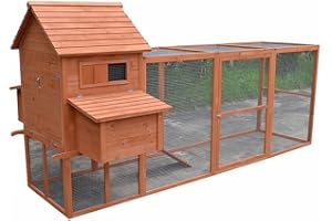 Kurnik Melko z wybiegiem XXL na zewnątrz, kurnik 310 x 150 x 150 cm z 2 budkami lęgowymi, klatka dla królików z rampą i wybiegiem