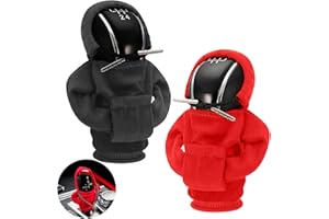 Juxtaposia 2 Stück Schaltknauf Hoodie,Schaltknauf Abdeckung kann als Autoinnenausstattung verwendet werden,Schalthebel Hoodie passt für die meisten Schalt- und Automatikfahrzeuge.(Schwarz,Rot)