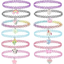LZYMSZ 24 pezzi collana girocollo set collana elastico elastico per ragazza set di collana colorato collana collana collana per donne ragazze bambini adolescenti plastica, Plastica