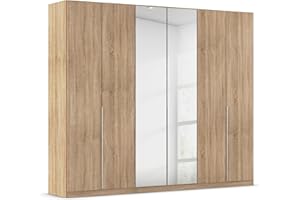 ‎RAUCH MÖBEL Rauch Möbel Alabama, Kleiderschrank für Schlafzimmer, Kinderzimmer, Wohnzimmer, Garderobe, Flur, 6-türig, Spiegel, mit Zubehör Premium, Farbe Eiche Sonoma, Holz, Breite 271 cm