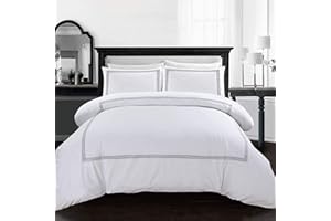 GENERIC AR Ware King Size Duvet Cover Set - Soft Luxury Bratta Stitch Microfiber Embroidered Duvet Sets with 2 Pillowcases - Non Iron Bedding Hotel Quality Quilt Cover (White)