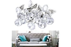TsunNee - Chiodi decorativi da tappezziere, con testa di cristallo, per divano letto, testiera, parete, mobili fai da te, 60 pezzi da 20 mm