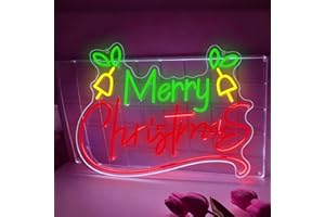 NEONAWALL Merry Christmas Neon Sign Merry Xmas Neon Sign Neon Lights Signs LED Dimmable Light Up Sign with USB Powered Neon Signs For Wall Xmas Party Bar Home Decor Family Kids Living Room 16.53”X12.20”
