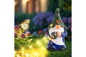 JJALIGHTS JALIGHTS Solar Gartenzwerg Gartendeko Figuren,24CM gartenzwerge für außenDraußen Wetterfest mit LED Solarlaterne Geschenke für Frauen Kinder Balkon Terrasse Feengarten Hof Rasen
