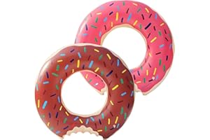 DTGECD 2 Pack Rubber Rings for Kids and Adults, Inflatable Pool Rings with 22cm/50cm Diameter, Durable PVC Swimming Rings for Summer Water Activities, Pink and Chocolate Donut Pool Floats