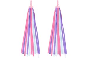 VIDILLO Kid's Rainbow Bike Streamers For Girls Boys, 2 PCS Childrens Baby's Colorful Handlebar Bicycle Grips Tassel Ribbons,Carrier Accessories Easy Attach To Scooter's/tricycle's/bike's Handlebars -Purple