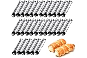 LaceDaisy 30PCS Stampo per Croissant Cremoso, Stampo per Croissant, Stampo per Cono Tubolare in Acciaio Inox, Rivestimento Antiaderente, Torta Pasticceria Spiral Roll Horn Stampo da Forno