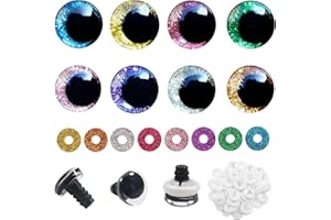 TOAOB THE ONE AND ONLY BABY TOAOB 64 Set Yeux de Sécurité Ronds en Plastique de Poupée en Paillettes Nontissés 8 Couleurs 14 mm avec Rondelles pour Marionnettes Artisanat Animaux en Peluche Poupée