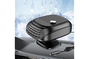 Afenau Calefactor Coche Mechero 12 V, 2 en 1 Calefactor para Coche con Control de Velocidad del Viento, Portátil Calefactor 12V para Coches, Camiones, SUV y Furgonetas de 12 V (Negro)