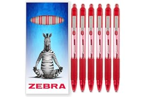 ZEBRA PEN Zebra Z-Grip - Bolígrafo de tinta suave, 1,0 mm, paquete de 6 bolígrafos, en embalaje de cartón cebra (Rojo)