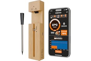 DMD Collective - Wireless Meat Thermometer, Bluetooth Meat Thermometer Probe with Temperature Alarm, 100m Long Bluetooth Range, for The Oven Grill Kitchen BBQ Smoker Rotisserie,100% IP67 Waterproof