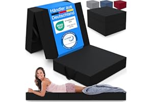 ELONEO Klappmatratze, Gästematratze, 3-teilige Faltmatratze, Schaumstoff extra dick (15cm), waschbar, Bandscheibenwürfel, klappbar, Faltbare Matratze, Erwachsene (Schwarz, 90 x 200 x 15 cm)