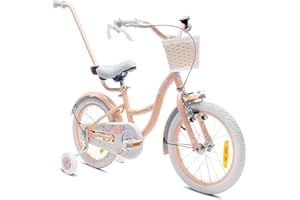 sun baby Flower Bike Vélo pour Une Fille 12 14 16 Pouces, Vélo Enfant 2-6 Ans, avec Barre de poussée, Panier, Sonnette
