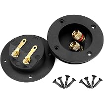 Housoutil Lot De 2 Bornes Haut-Parleur Carrées 80mm - Connecteurs Bananes Alliage Zinc Plaqué Or