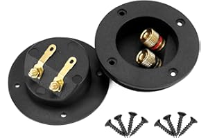 QWORK® 2 Pièces Borne de Connexion de Boîte de Haut-parleur 2 Voies, Borne de Connexion de Caisson de Basses, Coupelle à Ressort Ronde pour Haut-parleur