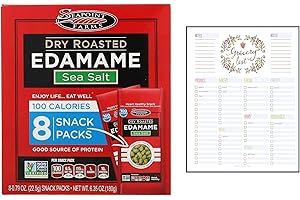 THINK OUTSIDE THE GIFT Roasted Edamame Beans Bundle which Contains Seapoint Farms Dry Roasted Edamame - Rich in Protein, Vegan, Gluten Free, Sea Salt Flavour - 22.5 g, 8 Snack Packs and Grocery List Card