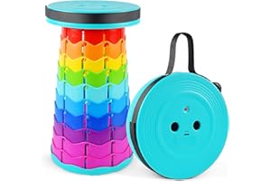 AUEJACKY Taburete Plegable, Taburete Telescópico Portátil con Luz LED, Ajustable Taburete Telescópico para Exteriores, Senderismo, Pesca, Jardín, Barbacoa, Interior, Viajes, Fiestas, Capacidad 150Kg