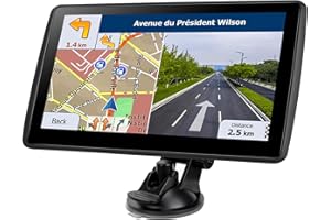 GIFEHU Navigatore GPS per auto camion camper, ultima mappa 2025 7 pollici touch screen GPS per auto, supporto vocale direzione direzione di rotazione/velocità e avviso luce rossa/instradamento camion
