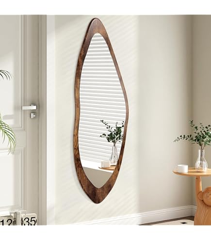 Miroir Austin En Bois D’hévéa Couleur Noyer – Forme Organique, Orientation Horizontale Ou Verticale, 90 Cm - 2
