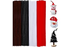 Easusy Christmas Pipe Cleaners for Craft, 200PCS Pipe Cleaners Bulk for Creative Christmas Diy and Home Decoration Supplies(Brown,Black,White,Red)