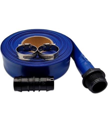 Tubo Layflat Fordle’s Per Pompa Sommergibile: 10m X 25mm In PVC Blu Rinforzato Con Poliestere + 2 Fascette Fermagli