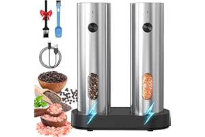 TAVADA Molinillo de Pimienta,Molinillo Pimienta Electrico,Molinillo de Sal y Pimienta de Acero Inoxidable，molinillo Eléctrico con Espesor Regulable,Pepper Grinder Set para Barbacoa,Restaurante