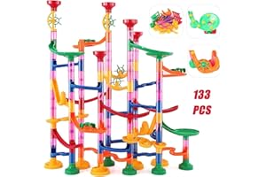 Onikiz Kugelbahn, 133 Stück Mehrfarbige Murmelbahn Marble Run Set Kugelbahn Lernspielzeug Bausteinspielzeug DIY Konstruktionspielzeug für Kinder Mädchen Jungen 3+