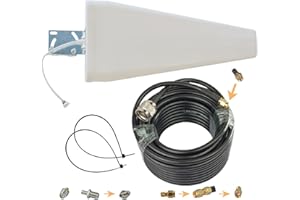 Egasky Antena 5G 4G LTE WiFi Exterior Direccional 12dBi 698‑3700 MHz para Router Fijo o Zona Rural, Cable de Baja atenuación de 10 m LMR-240, Compatible con Movistar, Vodafone y Orange