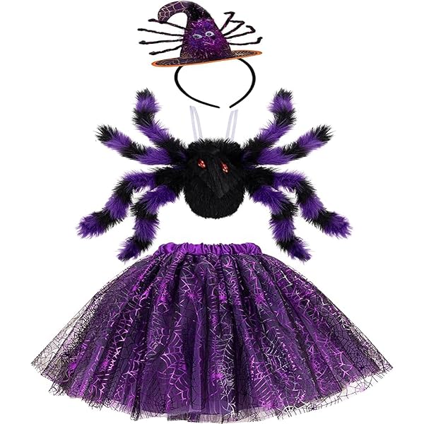 Amscan Kinderkostüm Spinnen Lady – Kleid Mit Gürtel & Kragen Für Halloween & Mottoparty, Größe 4-6 Jahre