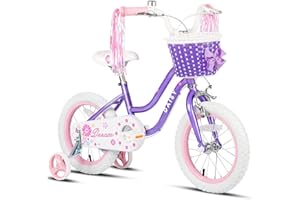 Glerc Bicicleta para niños de 12/14/16 pulgadas para niñas de 2 a 7 años con cesta, serpentinas, ruedas de apoyo y campana