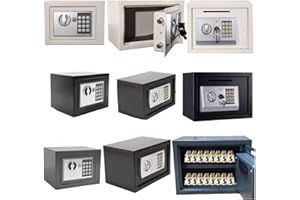 HUINI Safe for Home Office Hotel Digital Code Safe with 2 Emergency Keys Lockable Security Money Cash Document Safe Box Storage 4.6L - Black