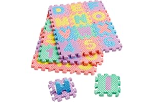 BBIAMSLEEP 180 Pcs Colorful Mini Foam Mat Interlocking Alphabet and Numbers Mats Novelty Mini Alphabet Letters Numbers Puzzles Blocks Mini Puzzle for Mini House Floor Accessories Decor