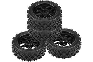 Demeras Pneus de Voiture RC Pneu en Caoutchouc Jante de Roue Course pneus de véhicule Tout-Terrain pour 1/10 échelle RC Chenille Voiture Tout-Terrain 4 pièces/Ensemble