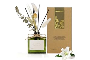 ‎SAUSSAVITA Blume Raumduft Diffuser für 120 Tage Büro,Aroma Diffuser Jasmin Duft mit 7 Duftstäbchen,Natürlich Langanhaltend Lufterfrischer für die Schlafzimmer, Raumdüfte für dekorative Wohnaccessoires