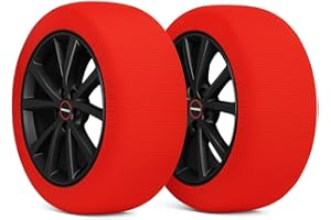 RICAMBYCAR Calze da Neve Taglia L, omologate Italia EN 16662-1, 2 Calze Neve Auto, Montaggio rapido, Guanti Inclusi, Snow Socks Ultra Grip