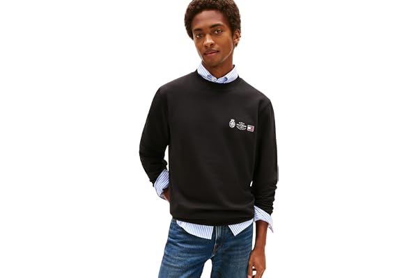 Tommy Hilfiger Herr Small Crest Outline Crew Neck Mw0mw40863 Pullover Sweatshirt (förpackning med 1)