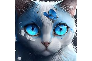 DOMROM Diamond Painting Kits for Adults, Cat Diamond Art Kits Full Round Drill 5D Animal Diamond Painting Art, Diamond Gem Dots Art and Crafts for Gift Home Wall Decor 30x30cm