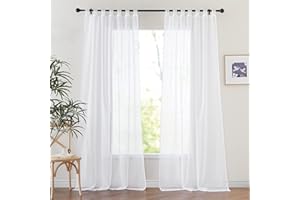 PONY DANCE Białe zasłony do pawilonu wodoodporne, 2 sztuki, szer. 137 x wys. 243 cm, przezroczyste zasłony z woalu, zasłony, do wnętrz, z naklejkami na szlufki